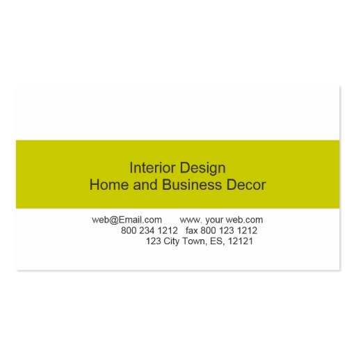 Pea Green Interior Designer Business Card Template (back side)