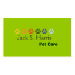Pea Green Pet Animal  Care Business Card