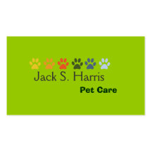Pea Green Pet Animal  Care Business Card