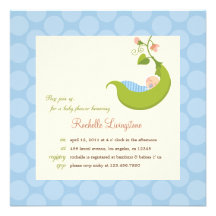 Pea in a Pod Boy Baby Shower Invitation