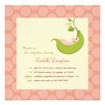 Pea in a Pod Girl Baby Shower Invitation