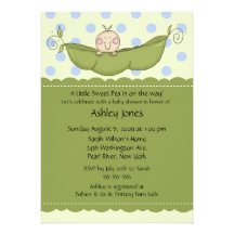 Pea Pod Baby Boy Baby Shower Invitations