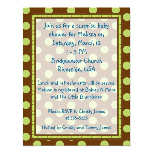 Pea Pod on Polka Dots Baby Boy Shower Invitation