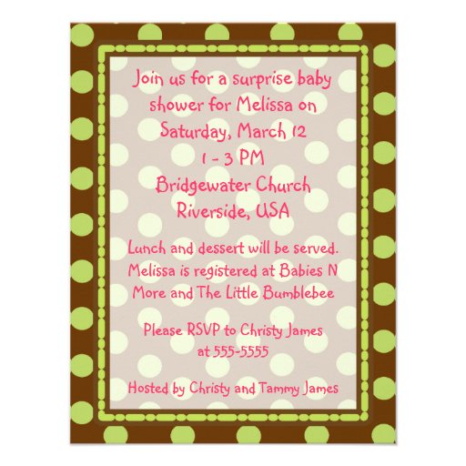 Pea Pod on Polka Dots Girl Baby Shower Invite