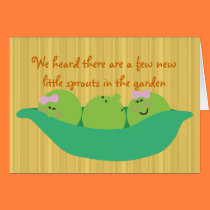 Pea Pod Pals Triplet Babies Congratulations Card cards