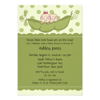 Pea Pod Twin Boy & Girl Baby Shower Invitations