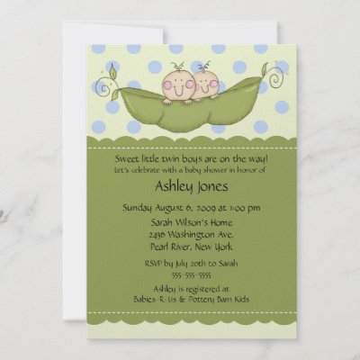 Twin Baby Shower Invites on Pea Pod Twin Boys Baby Shower Invitations By Celebrateitinvites