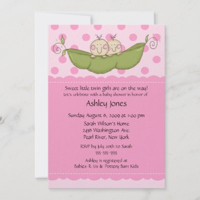 Pea Pod Twin Girls Baby Shower Invitations by celebrateitinvites