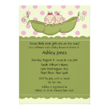 Pea Pod Twin Girls Baby Shower Invitations