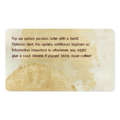 Peaberry Coffee Drink Punch Card Business Card (back side)