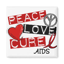 PEAC LOVE CURE AIDS magnets by awarenessgifts PEAC LOVE CURE AIDS magnets