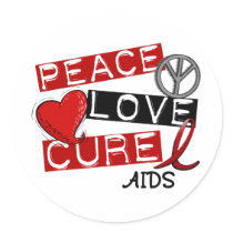 PEAC LOVE CURE AIDS stickers