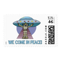 Peace Alien Postage Stamps