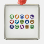 Peace and Eco Symbols Ornament