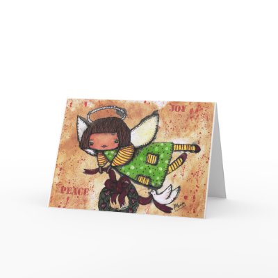 Peace and Joy Angel Greeting Card by Lynzart