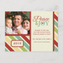 PEACE and JOY Striped Holiday Postcard