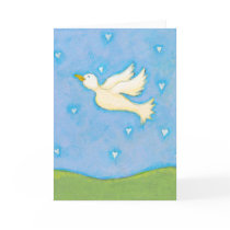 Peace and Love - Dove bird hearts fun pretty art cards