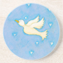 Peace and Love - Dove bird hearts fun pretty art coasters