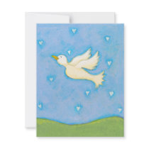 Peace and Love dove bird hearts fun pretty art invitations