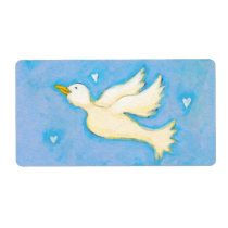 Peace and Love dove bird hearts fun pretty art labels