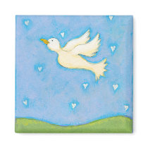 Peace and Love - Dove bird hearts fun pretty art magnets