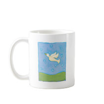 Peace and Love - Dove bird hearts fun pretty art mugs