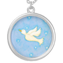 Peace and Love dove bird hearts fun pretty art necklaces