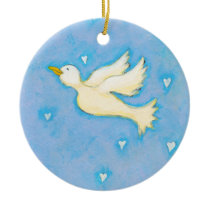 Peace and Love dove bird hearts fun pretty art ornaments