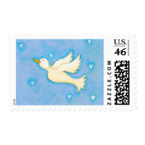Peace and Love - Dove bird hearts fun pretty art stamps
