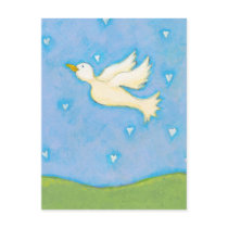 Peace and Love - Dove bird hearts fun pretty art postcards