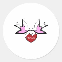 Peace And Love Doves Round Stickers
