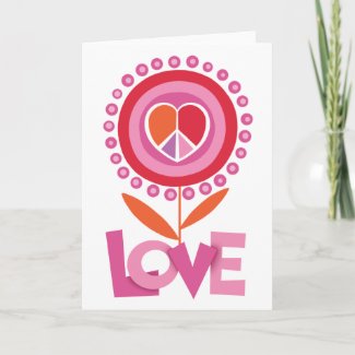 Peace and LOVE flower Greeting Card