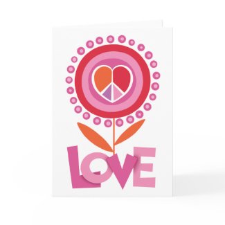 Peace and LOVE flower Greeting Card