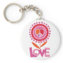 Peace and LOVE flower Keychains