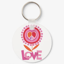 Peace and LOVE flower keychains