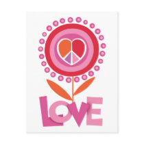Peace and LOVE flower postcards