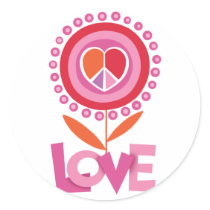 Peace and LOVE flower stickers