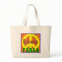 Peace and Love Poster 1960s 1970s Groovy! bags