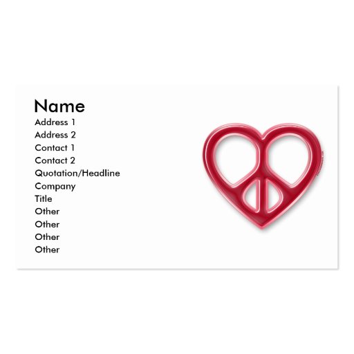 Peace and Love Red Profile Card Business Card Template
