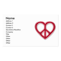 Peace and Love Red Profile Card Business Card Template