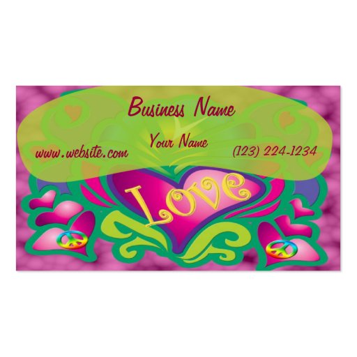 Peace and Love Retro Style Business Cards (front side)