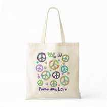 Peace and Love Tote Canvas Bag