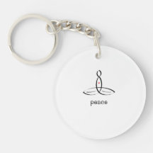 Peace - Black Fancy style Round Acrylic Key Chain