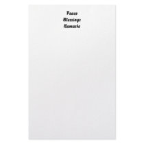Peace, Blessings, Namaste. Black White Custom Stationery