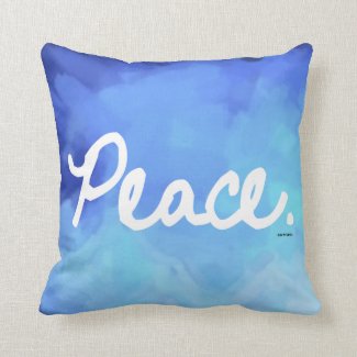 Peace Blue Water Color Pillow