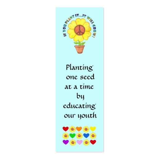 Peace Bookmark Business Card Templates (front side)