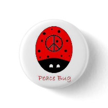 peace bug mini button white