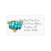 Peace Bus Retro  Address Label