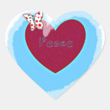 Peace Butterfly heart sticker