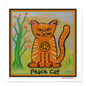 Peace Cat with Flowers posters